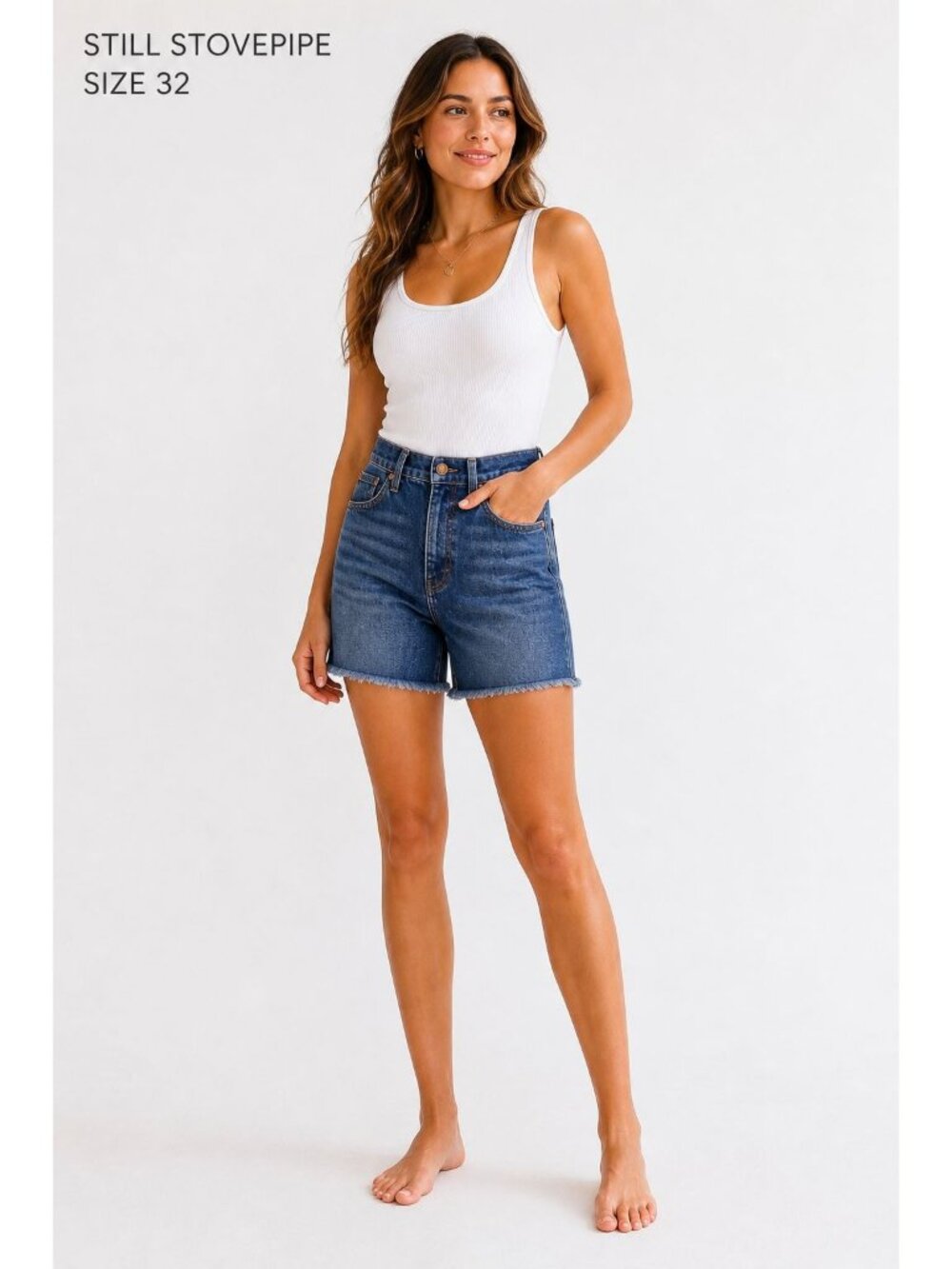 Madewell Stovepipe Denim Shorts Women Size 32 High Rise Raw Hem Blue Jean Shorts